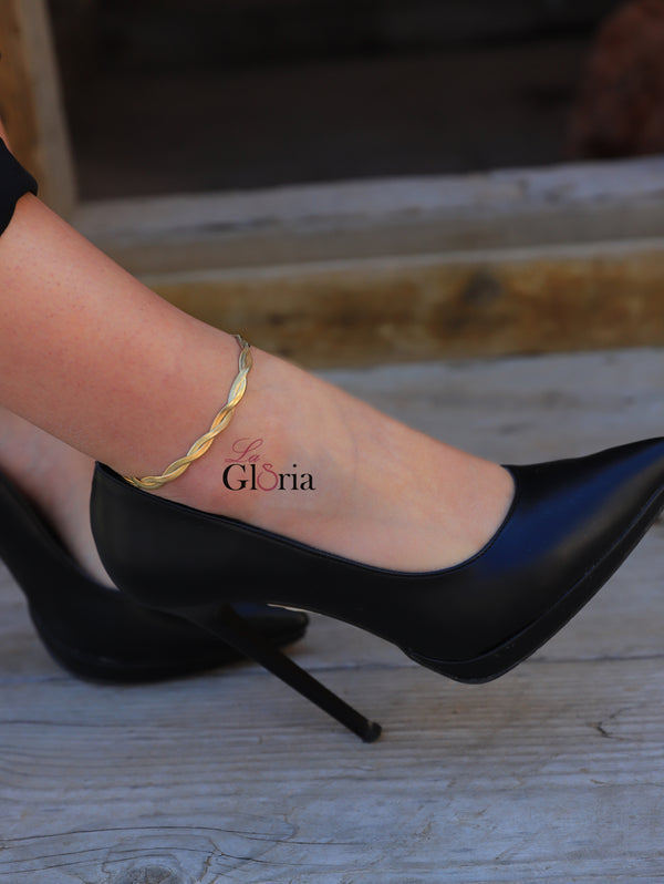 خلخال ذهبي مضفر أنيق