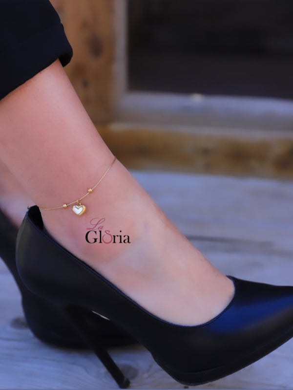 خلخال قلب ذهبي رقيق