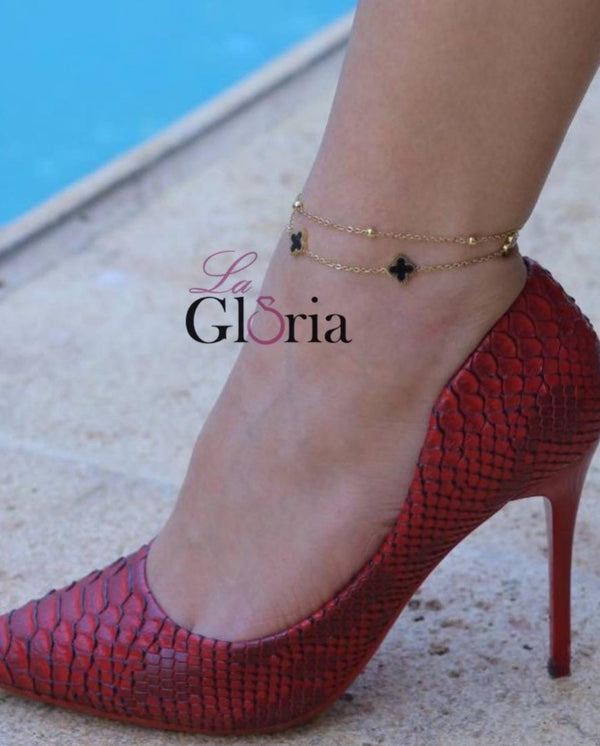 خلخال سلسلة ذهبية مزينة