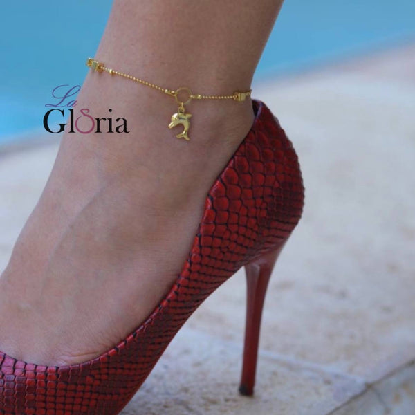 خلخال سلسلة ذهبية بدلفين