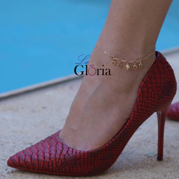 خلخال ذهبي قلائد قلب