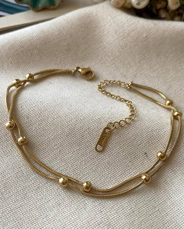 خلخال ذهبي مع خرز دائري