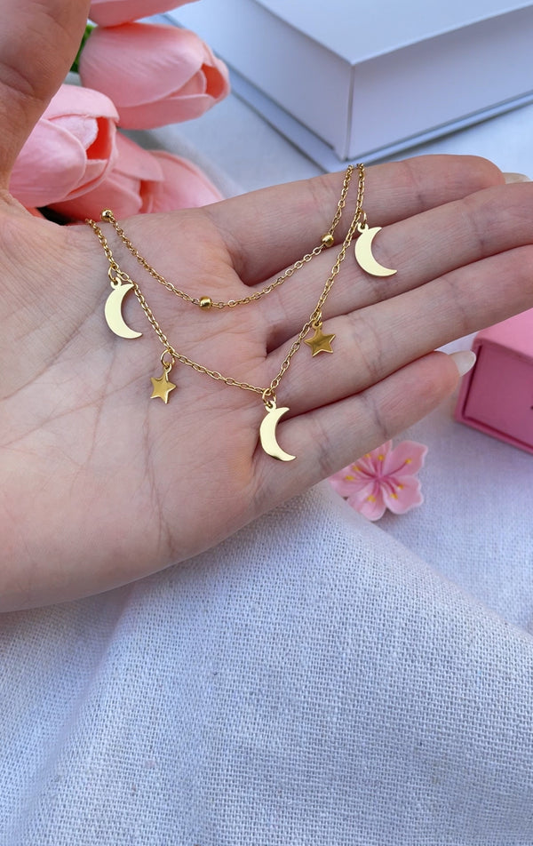 خلخال النجوم والقمر الذهبي