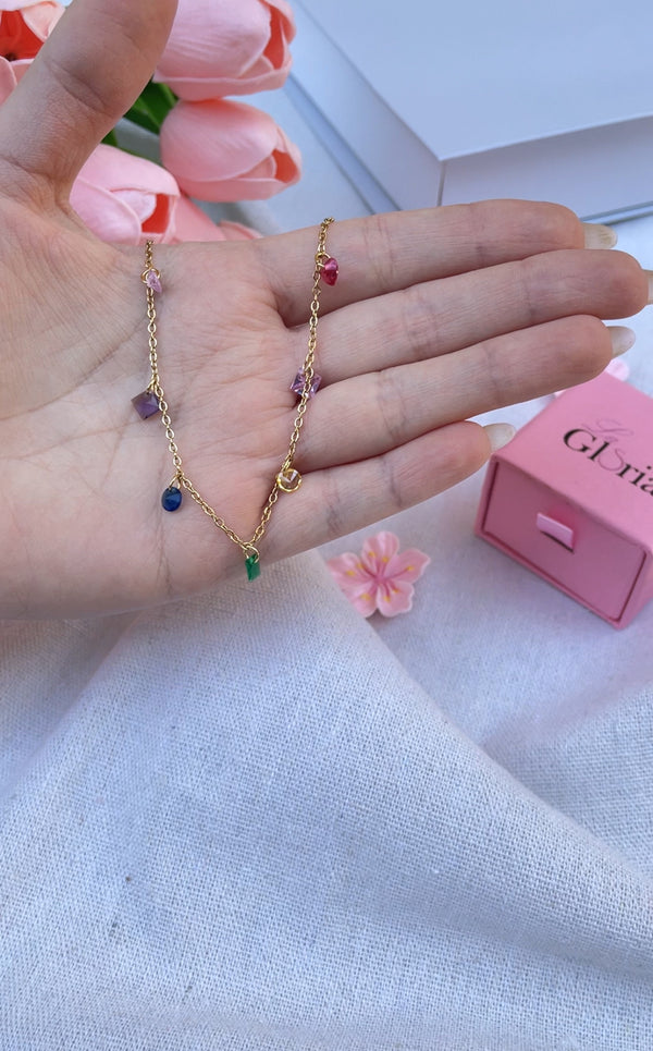 خلخال سلسلة بالأحجار الملونة