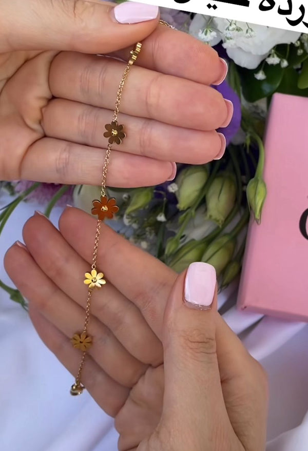 سوار أزهار ذهبية