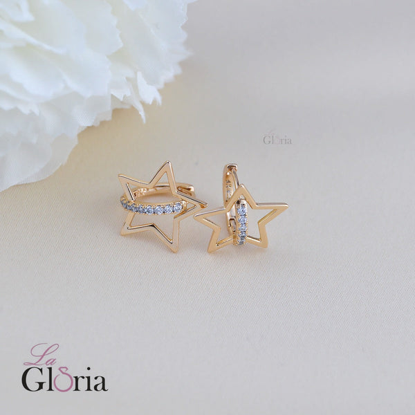 حلق نجمة مفتوحة مرصعة