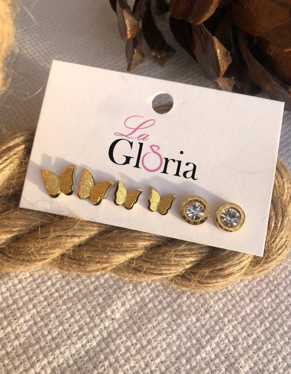 أطقم حلق فراشات ذهبية