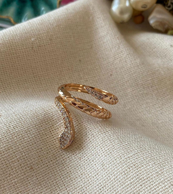 خاتم الحية جولد روز  مرصع