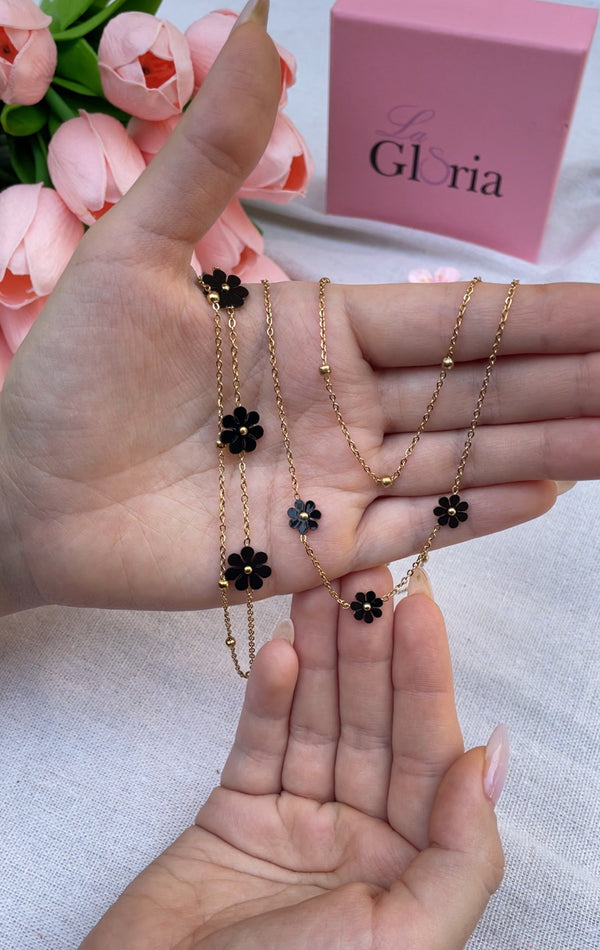 طقم الورد الطبقتين الاسود