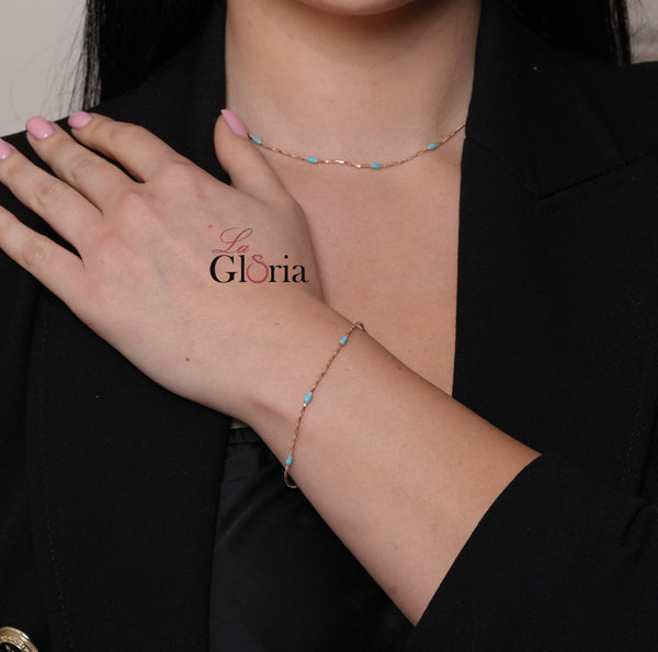 طقم الخرز الازرق الناعم