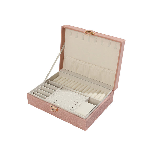 بوكس مجوهرات زهري مخملي