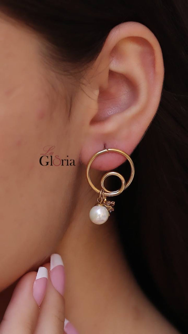 حلق دائرتين لؤلؤ