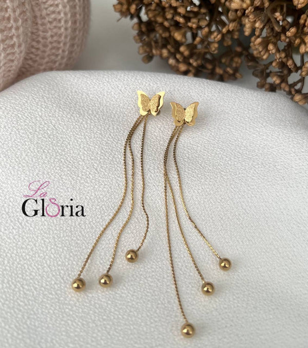 حلق فراشة ذهبي