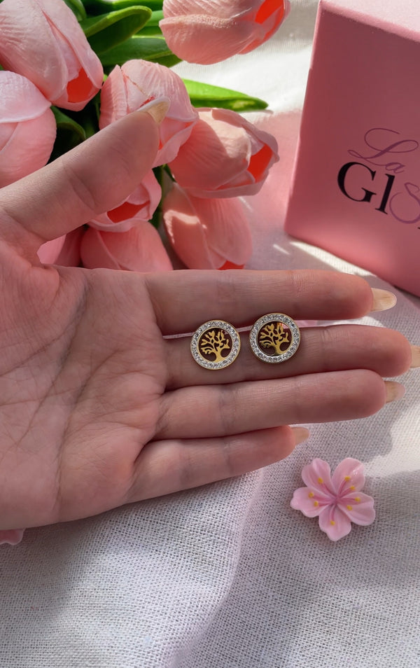 حلق ذهبي مرصع