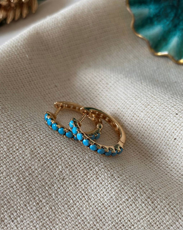 حلق ذهبي تركواز