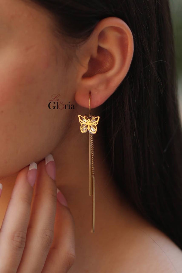 حلق فراشة ذهبي